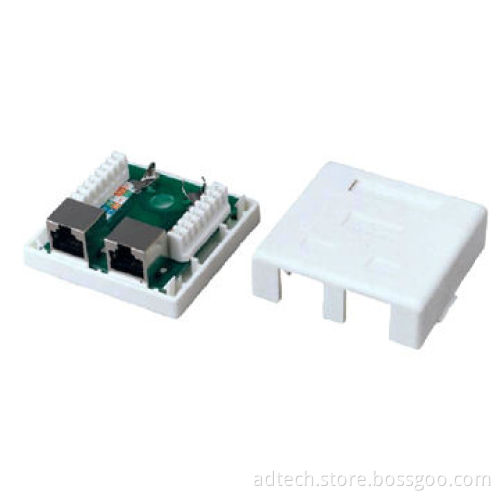 Keystone mount box two port with STP CAT5e PCB Module